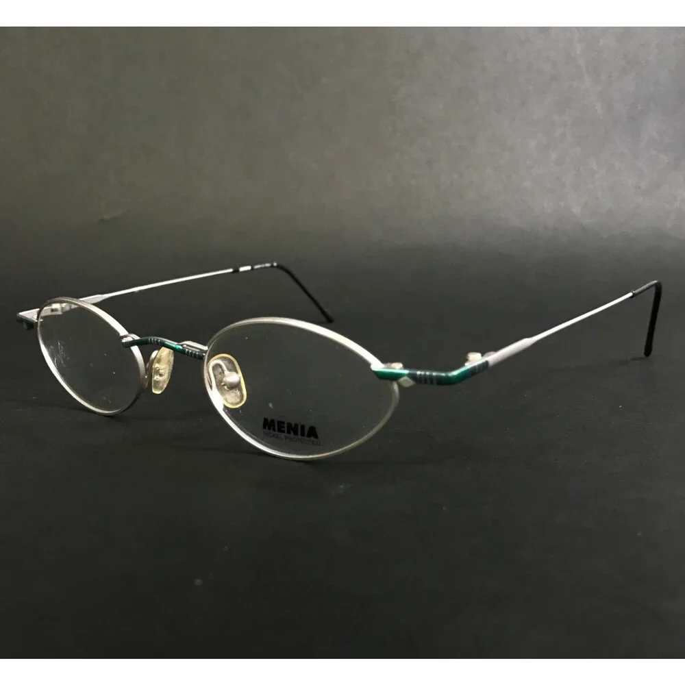 Menia Eyeglasses Frames MOD.4117 COL.745 Silver Green Oval Wire Rim 45-20-140